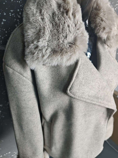 UCXQ Fashion Loose Warm Coat Women's Turn Down Collar Long Sleeve Covered Button Cardigan Coats 2025 Autumn Winter New 23Z4030