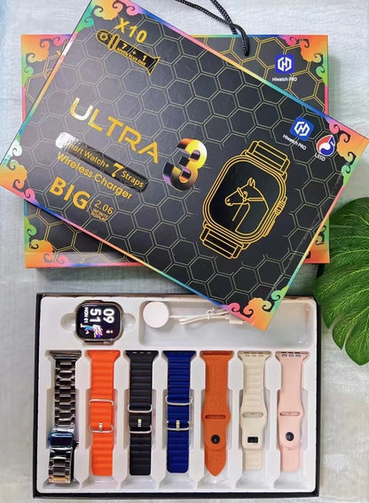 7+1 Smart Watch X10 Ultra 3 Smartwatch Esportivo para Homens Mulheres Chamada Telefônica Bluetooth SmartWatch Mostradores Personalizáveis Pulseira Inteligente à Prova d'Água