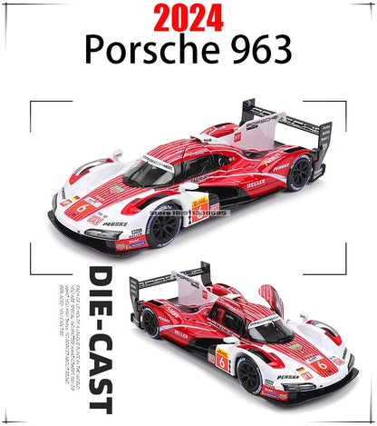Bburago 1:24 Porsche 963 24 alloy racing car Alloy Luxury Diecast Car Model Toy Collection Gift Multiple styles to choose from
