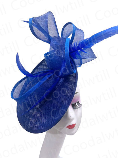 Noiva Casamento Malha Fascinators Chapéu Igreja Senhoras Mulheres Derby Chapéu Grande Fascinator Festa Evento Enfeite de Cabeça Noiva Casamento Pillbox Cap