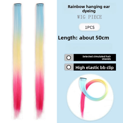 Extensões de Cabelo com Brilho em Degradê de Três Cores, Presilhas em Cabelo Sintético Arco-Íris com Brilho, Extensões de Cabelo com Brilho Resistentes ao Calor