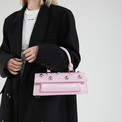 Bolsa de Ombro Pequena Retrô com Rebites de Couro PU LEFTSIDE para Mulheres Tendência 2025 Bolsas de Mão de Luxo Y2K e Bolsas Transversais Femininas