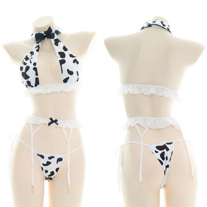AniLV Cow Series Swimsuit Bodysuit Bikini Maid Unifrom Costume Summer Beach Kawaii Girl Swimwear Skirt Uniform Set Cosplay
