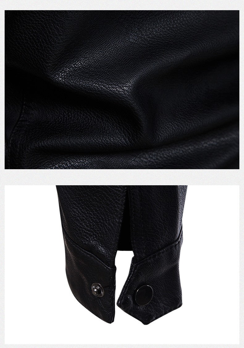 Faux Leather Jacket Men High Quality Casual Motorcycle Windbreaker Stand Collar New Fashion Wool Liner PU Coat Streetwear