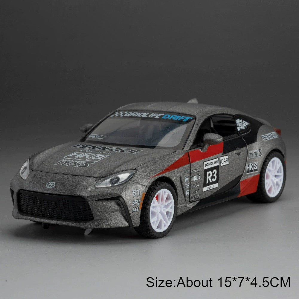 1:32 Scale Highlander GR86 Sports Car Model Toy Metal Diecast Pull Back Veículo em Miniatura Som Luz Modelos Coleção Presente Menino