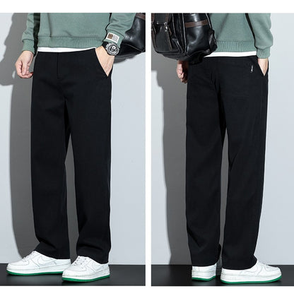 Mens Lyocell Straight Loose Elastic Waist Jeans 2025 Autumn Winter Fashion Brand Comfortable Versatile Pants Plus Size 5XL