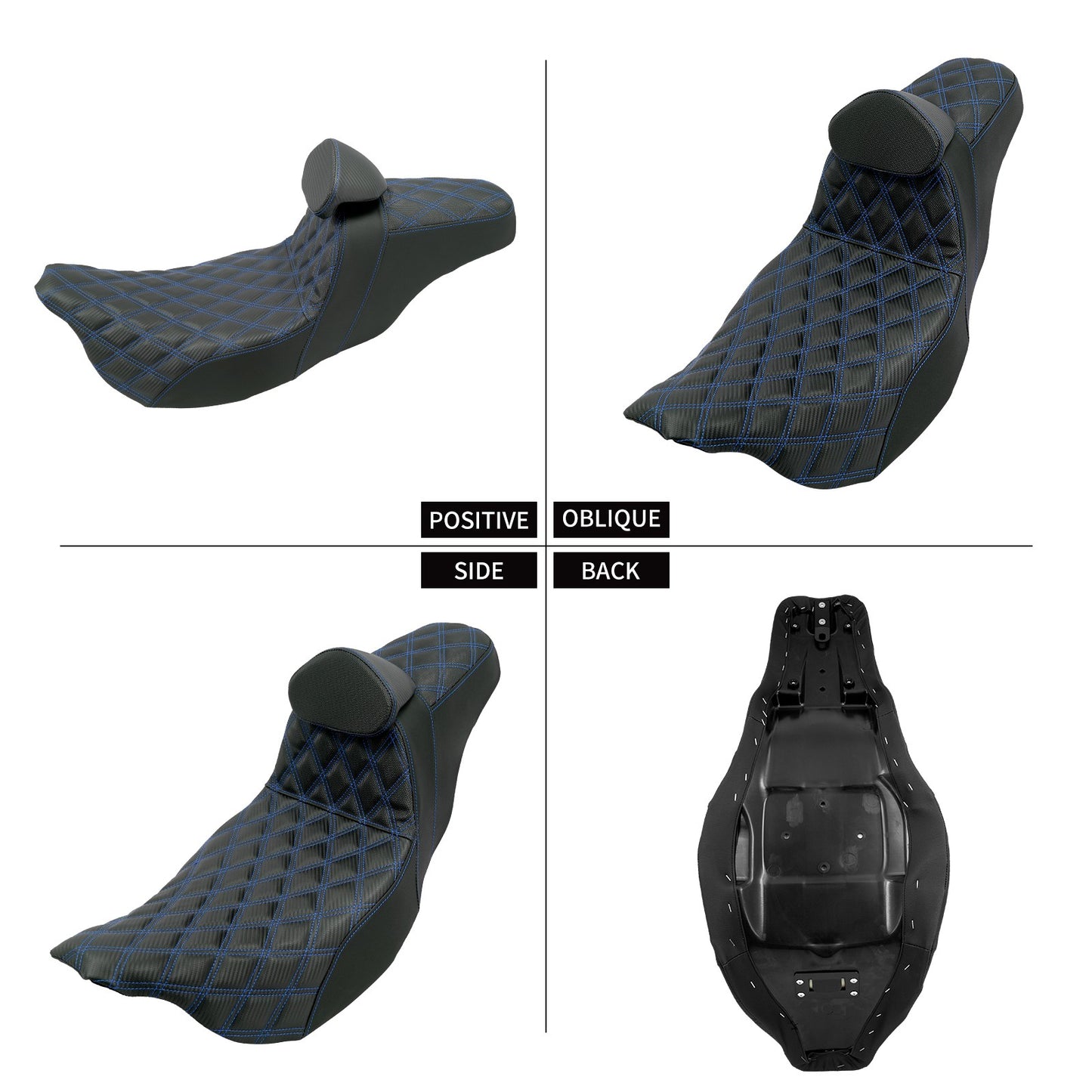 Assento 2 Lugares Moto Garupa Com Encosto Ajustável Almofada Para Harley Touring Electra Road Glide 09-23 Assento De Couro