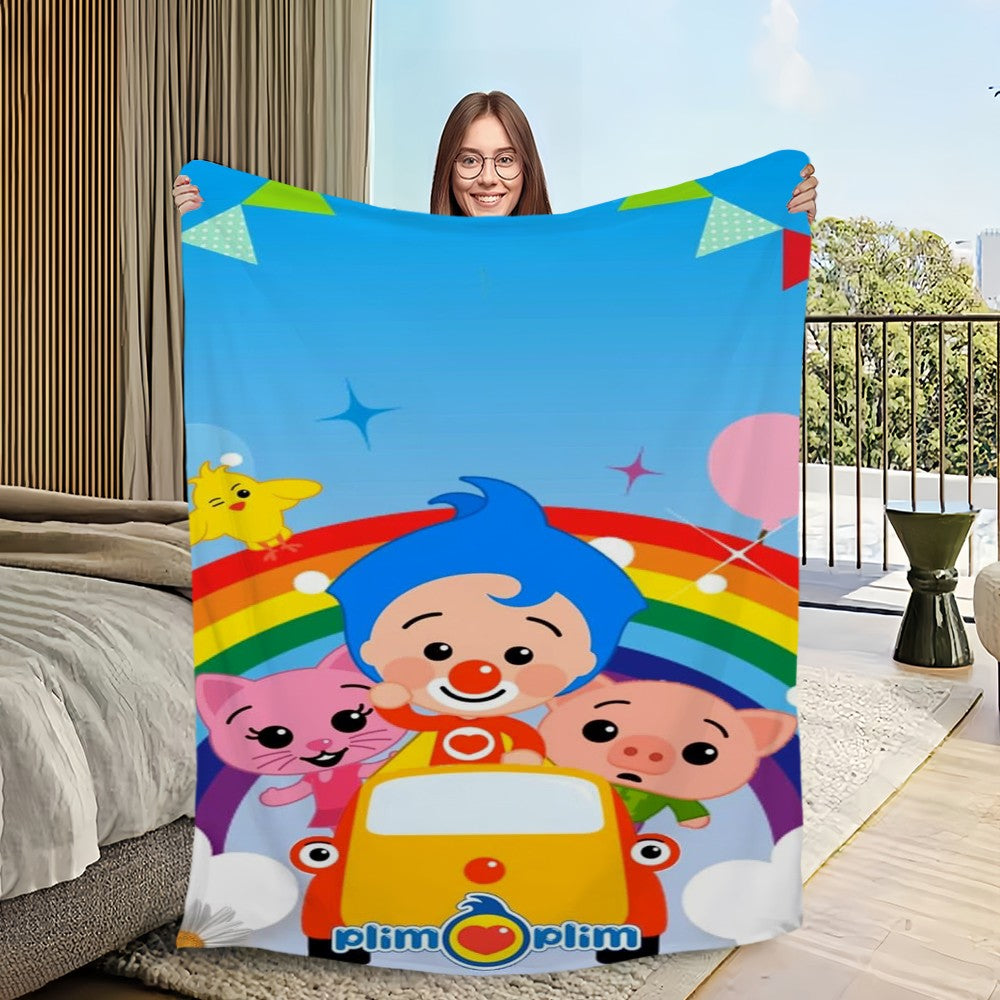 Manta de sofá, cama, quarto, macia e confortável, estampada com desenho P-Plim P-Plim, ideal para viagens e presentes.