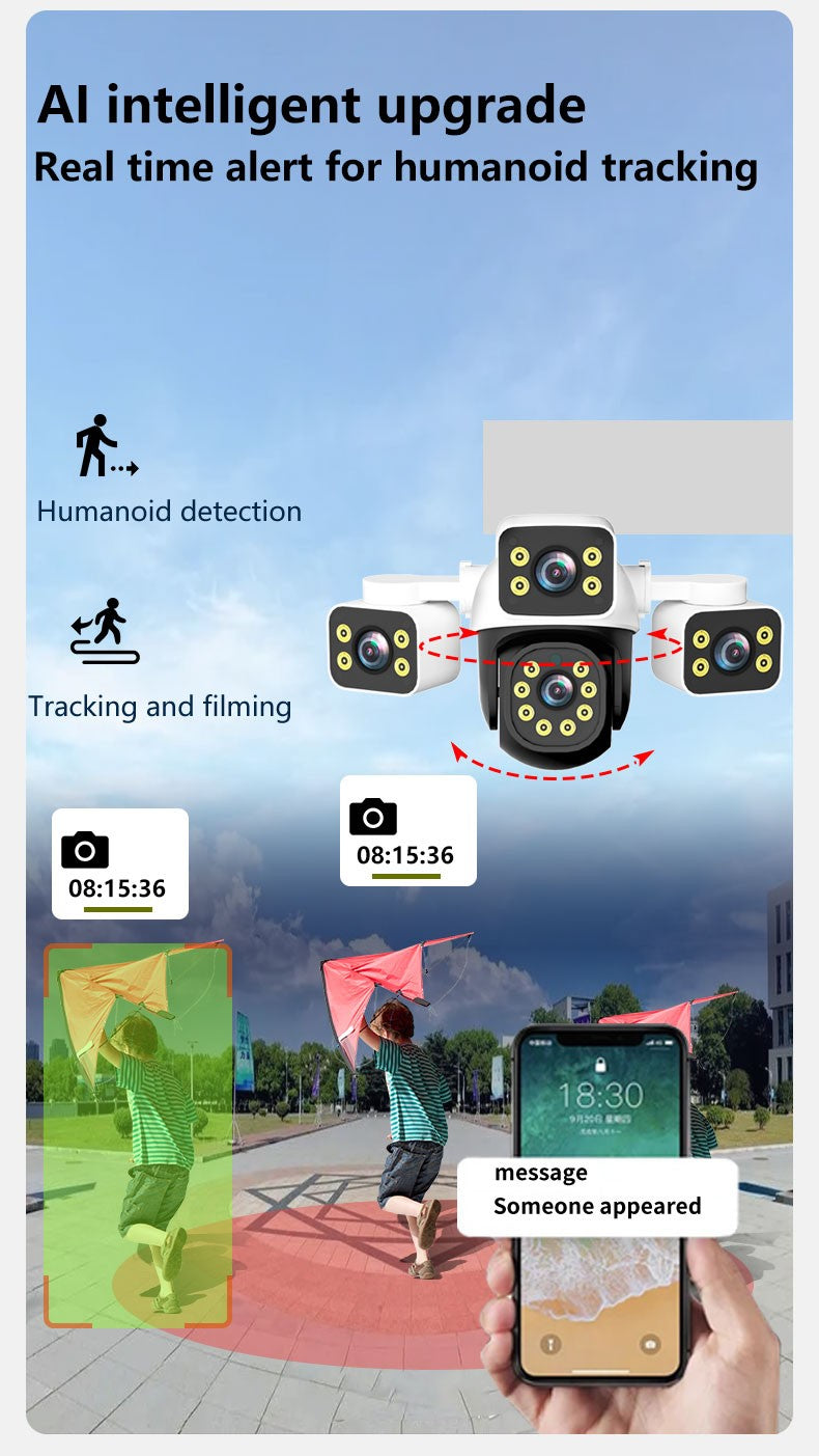 IPC360 Home 6K UHD Outdoor WiFi IP Camera 12MP Triple Lens with AI Human Detection 4K Auto Tracking for CCTV Security Monitoring