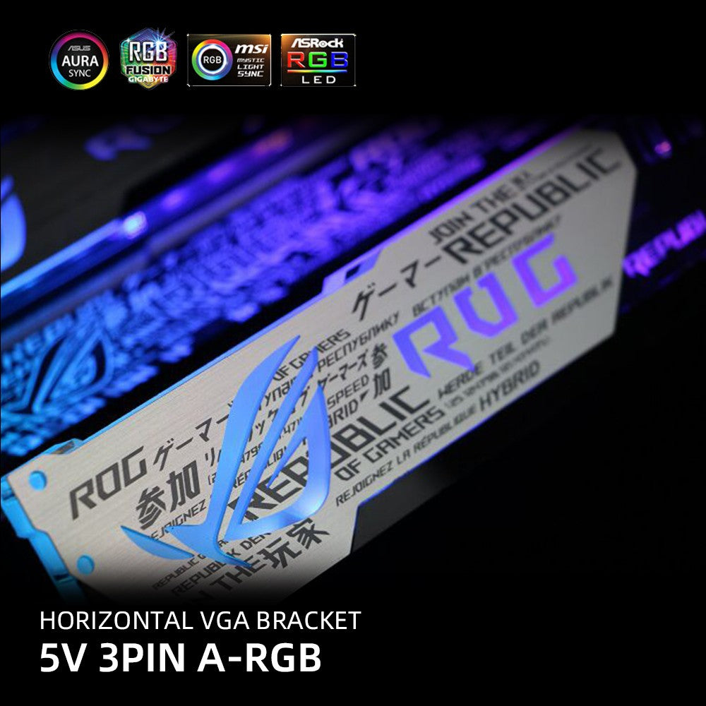 Placa de Vídeo Suporte Horizontal de Alumínio para GPU 5V3Pin VGA Holder RGB MSI ROG NVIDIA A-RGB Metal AURA 12V MOD Personalizável