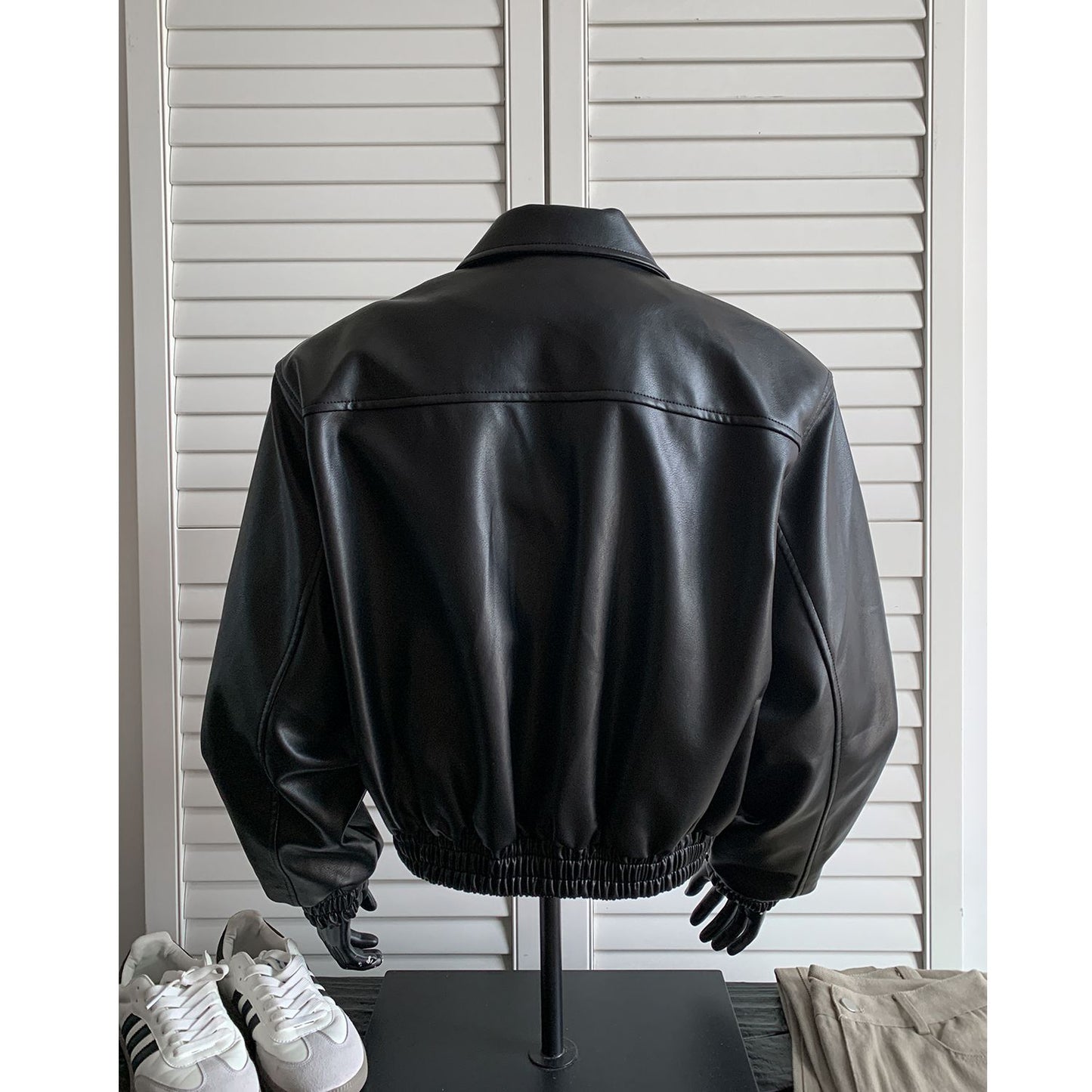 chaquetas sin manga cuerina Loose short leather jacket Shoulder pad coat American retro leather jacket for men