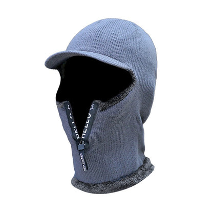 Novos Homens Inverno Quente Lã Chapéu Outdoor Proteção Orelha Chapéus Quente Grosso Bicicleta Gorro de Malha com Cachecol Viseiras à Prova de Vento