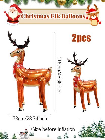 1/2pcs ?Standing Christmas Elk Balloon, Christmas Party, Winter Themed Birthday, Garden Deer Balloons, New Year Party Decoration