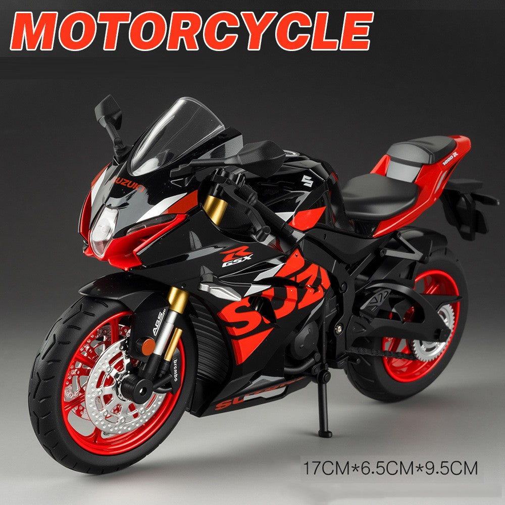 1:12 Suzuki GSX1000R R1250GS Liga Diecast Brinquedos Modelos de Motocicletas Carro com Luz Absorção de Choque Miniatura Moto Meninos Presentes
