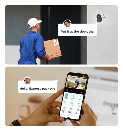 H.VIEW PIR Battery Powered Camera Wireless Outdoor, 2K 3MP WiFi Security Camera with Spotlight Siren, 2-Way Audio, Waterproof