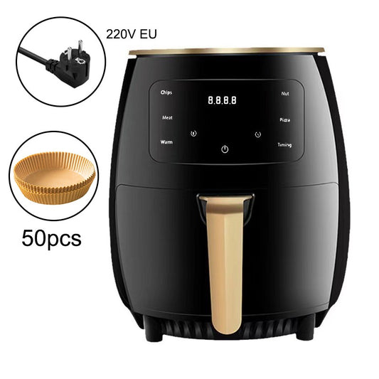 Fritadeira a Ar 6L Forno multifuncional inteligente com tela de toque Fritadeira de grande capacidade eletromecânica para casa airfryer