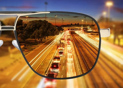 Men Night Vision Polarized Photochromic Sunglasses Aviator Style Yellow Color Change Lenses Driving Sun Glasses