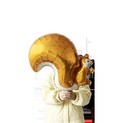 Cartoon Animal Standing Squirrel Balloon Pinecone Shaped Aluminum Film Balloon Forest Theme Baby Shower Birthday Party Decor