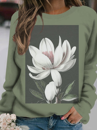 Outdoor Women's T-Shirt Casual Long Sleeve Pattern Print Street Crew Neck Fall Female Oversized Clothing Fashion T Shirts