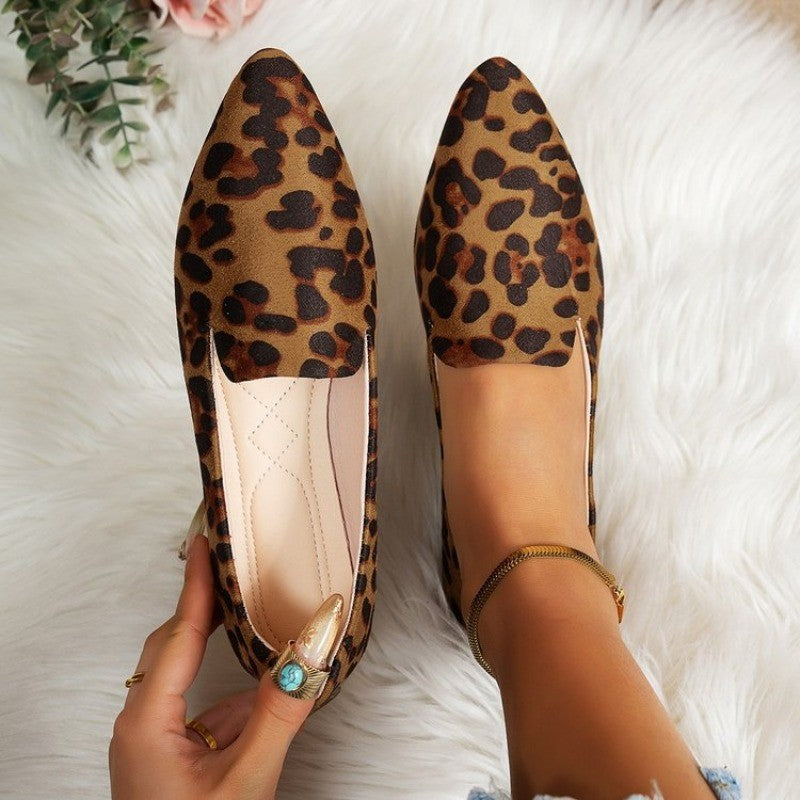 Loafers Flats Leopard Pointed Toe Casual Women Shoes New Comfortable Walking Mujer Zapatos:Wear-resisting