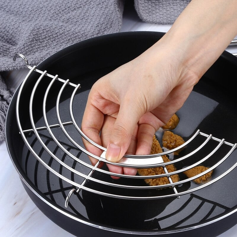 Drainage Rack Barbecue Rack Stainless Steel Hanging Pan Drainage Frying Line Rack Kitchen Insulation Drainage Oil Accessories
