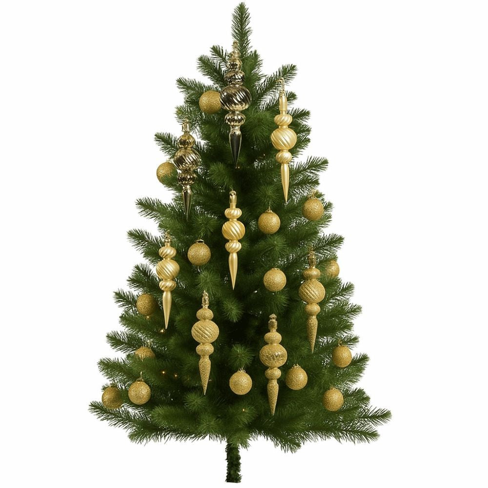 16Pcs 16Pcs/Box Christmas Hanging Balls Special Shaped Gold Powder Xmas Tree Party Decorations with Hanging Rope