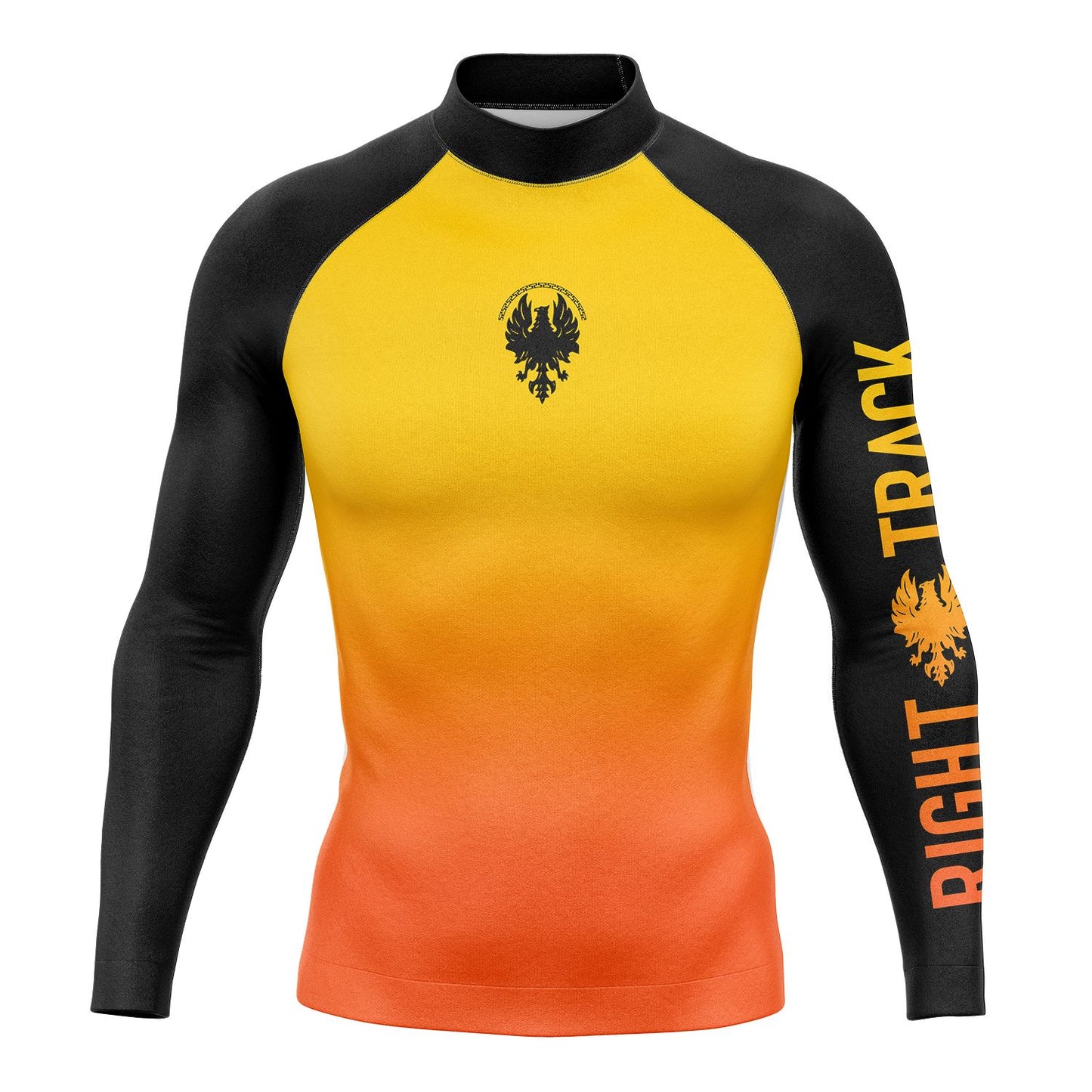 RIGHTRACK Men's Long Sleeve Surfing Shirt Rashguard UV Protection Lycra Swimwear UPF Diving Suit Gym Cheerful Clothes