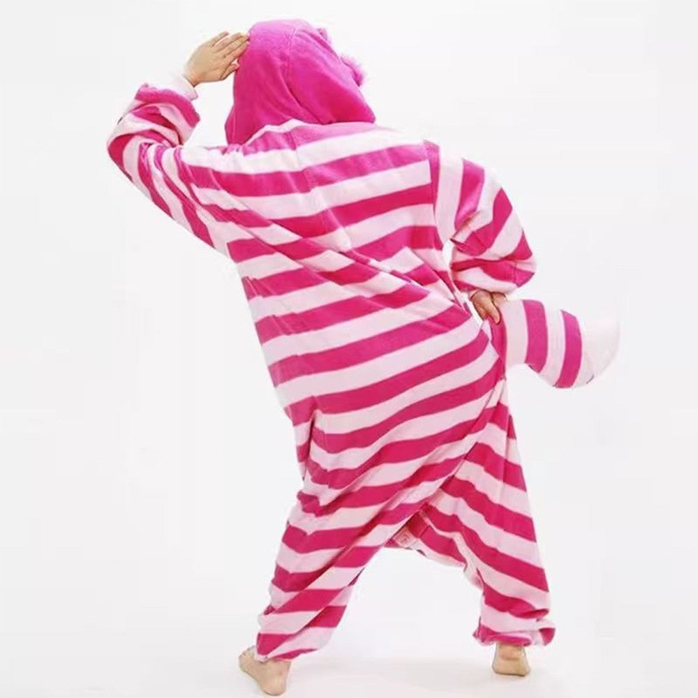 Cheshire Cat Onesie Pajamas Cosplay Costume for Adults Family Animal Outfit Stage Performance Anime Convention Party Halloween