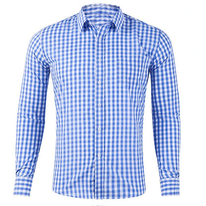 Men's shirt button-up shirt red blue long sleeve plaid/check lapel street resort printed clothing fashion casual Hawaii 5XL