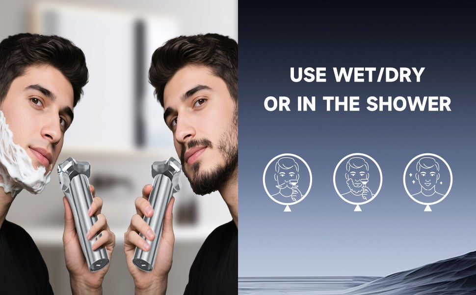 Electric Razor for Men Electric Shaver 3 Blade Rotary Shaving Machine Kit with Replacement Brush Trimmer Head