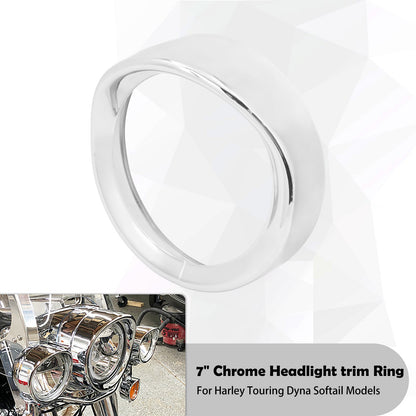 Anel de Acabamento do Farol de 7'' para Motocicleta + Capa de Luz de Neblina de 4.5'' + Anel de Acabamento do Pisca Estilo Visor para Harley Touring Road King Softail