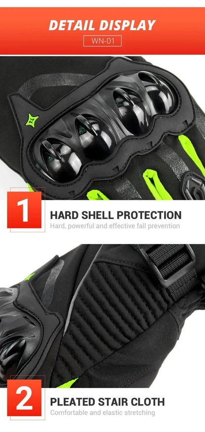 Luvas de Motocicleta Impermeáveis Masculinas de Inverno Luvas Protetoras de Motocicleta Quentes à Prova de Vento para Motocross com Tela Sensível ao Toque