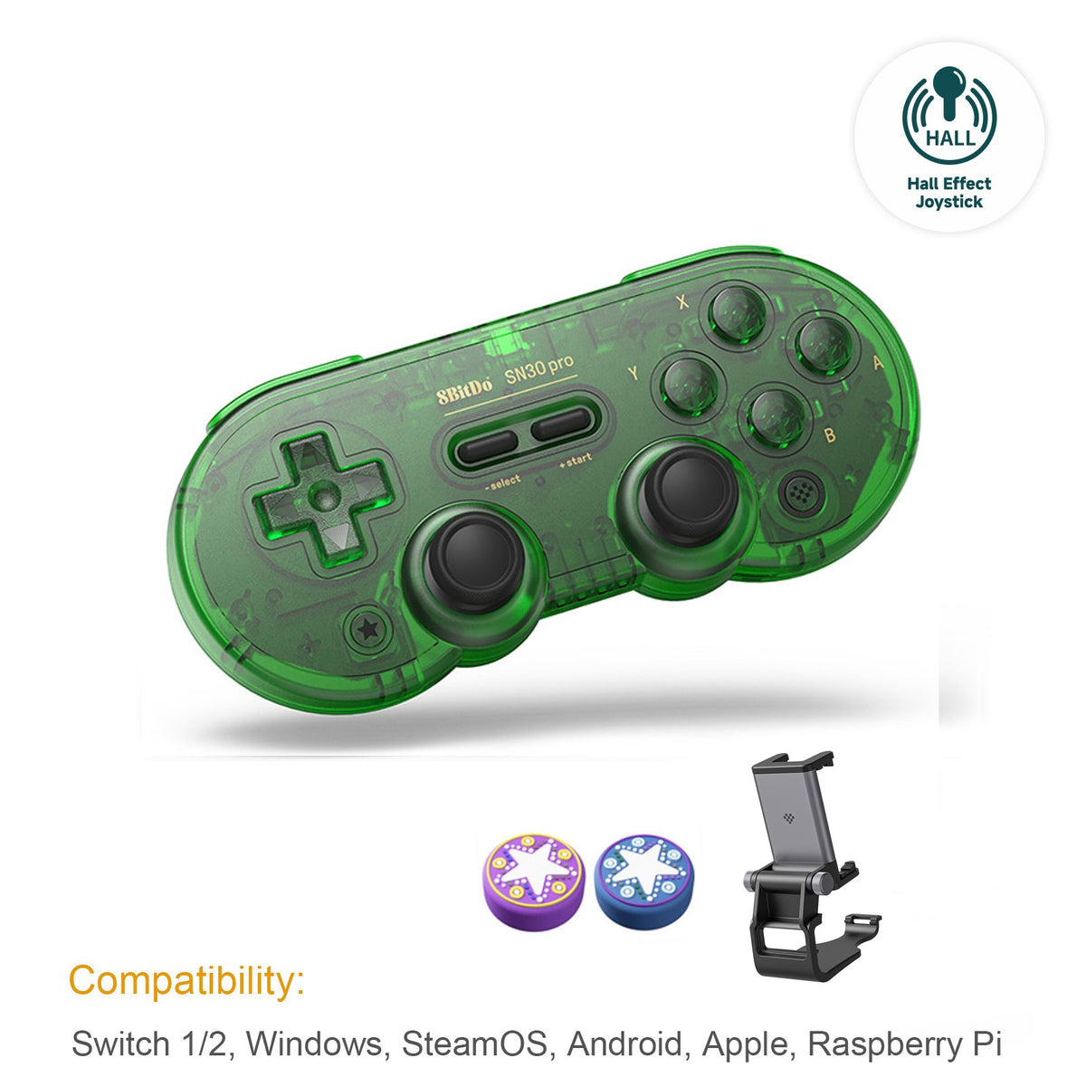 8Bitdo SN30 Pro Bluetooth Wireless Gaming Controller with Hall Effect for Switch 2 MacOS Android Raspberry Pi Windows Steam Deck