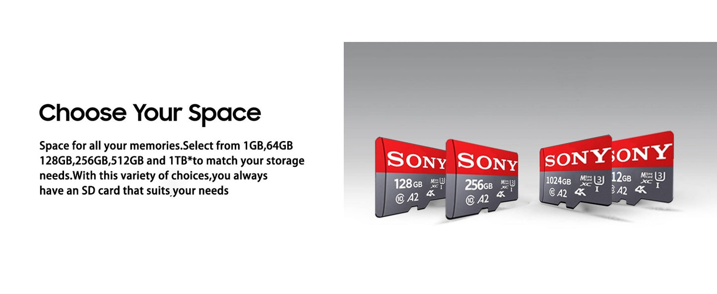 Cartão SD SONY Ultra Micro Mini 1TB 512GB Cartão de memória SD 128GB 256GB A2 U3 V30 Cartões Flash TF para Telefone Computador