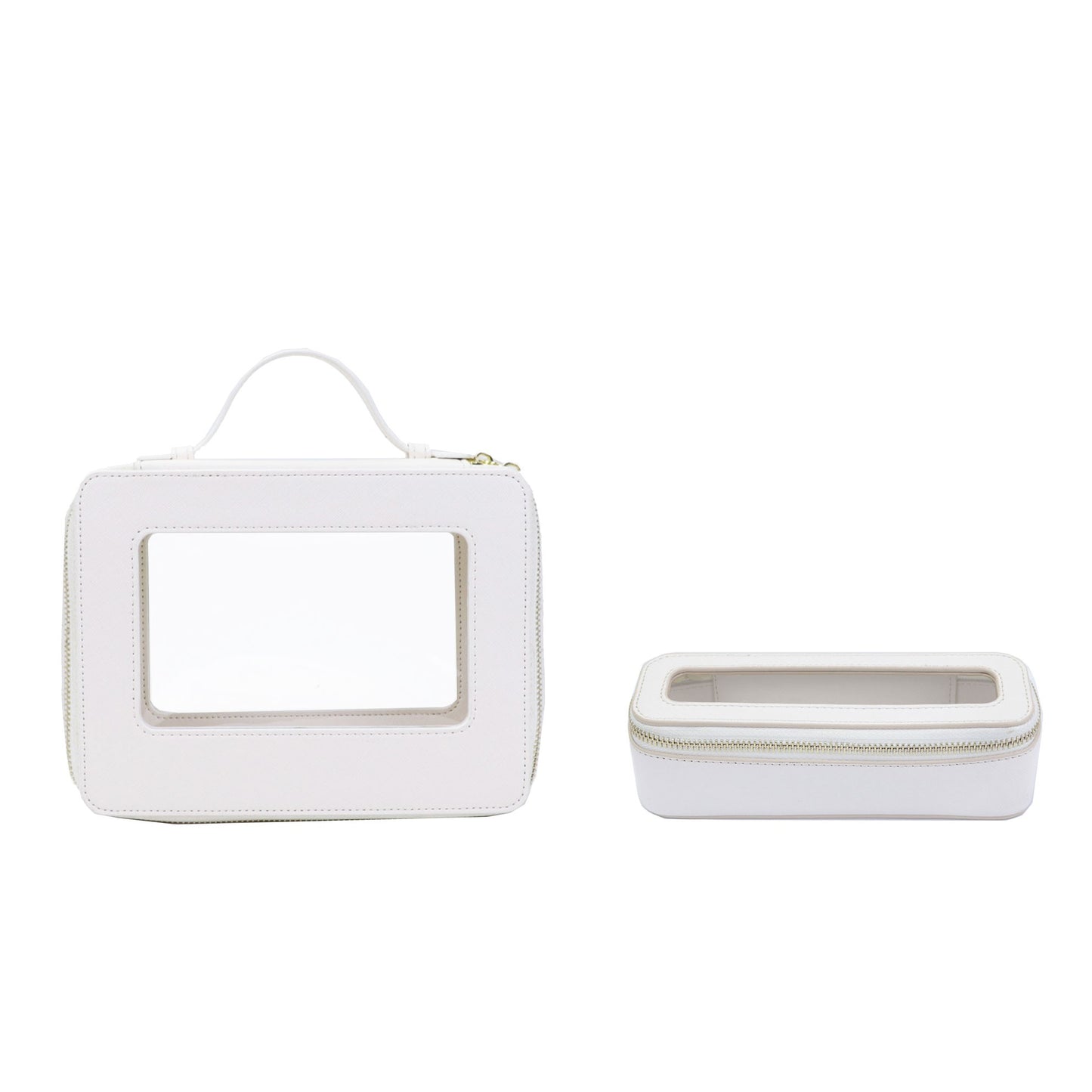 Free Custom Name Genuine Leather Travel Cosmetic Bag Set Colorful Classic Saffiano Portable Wash Bag for Women