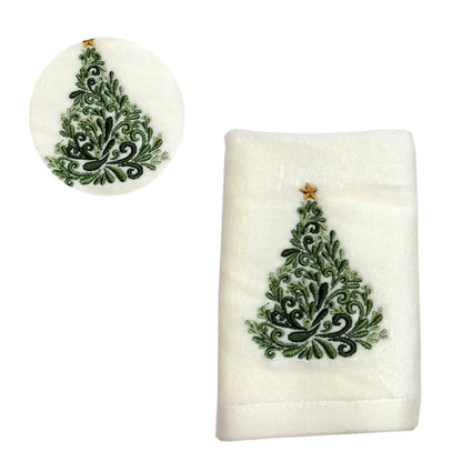 Christmas Tree Bathroom Towel Embroidered Guest Hand Towels Water Absorption Washcloth for Xmas Party