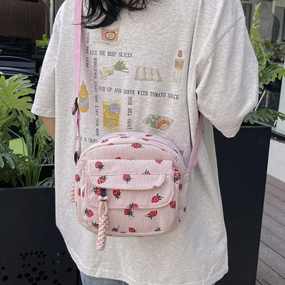 Cute Strawberry Shoulder Bag Casual Zipper Trendy Crossbody Bag Tote Handbag for Women Girls Travel Work Messenger Bag Handbags