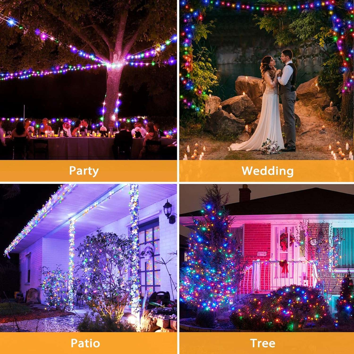 Outdoor Solar Power String Lights LED Solar Fairy Lights Waterproof with 8 Modes for Gardens Trees Parties Wedding Christmas