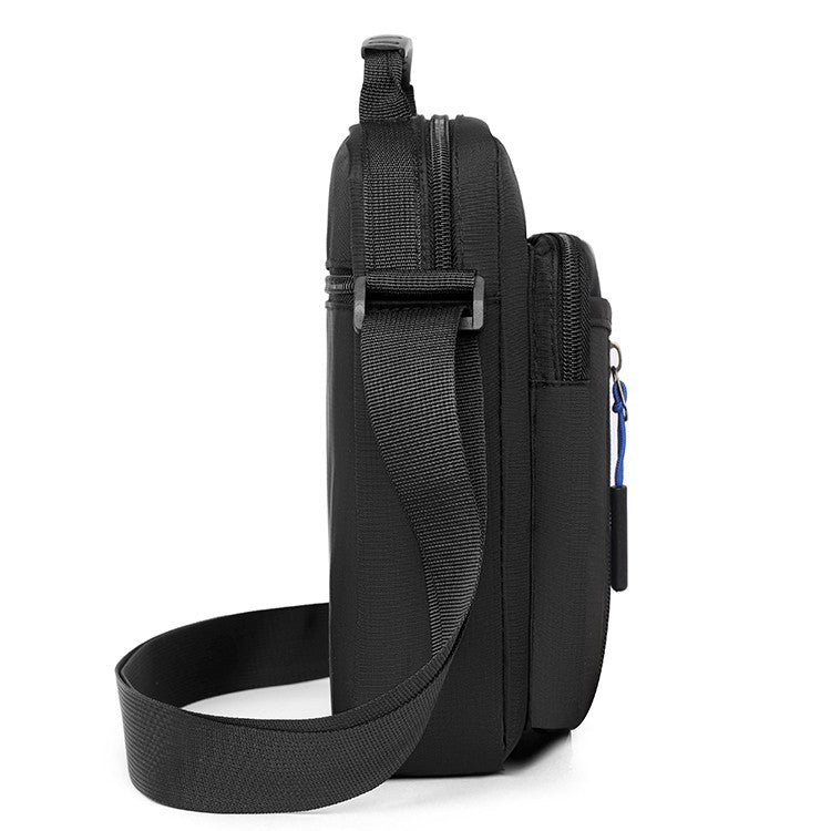 1 men's crossbody bag with zip closure, adjustable shoulder strap, and multiple storage compartments, suitable for daily commuti