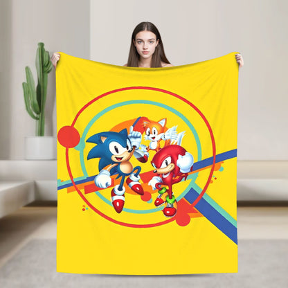 Manta Macia com Estampa de Pelúcia S-Sonic Retrô Desenho Animado Para Ar Livre Decorativa Flanela Cobertor de Cama