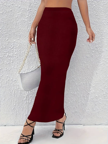 New autumn and winter 2024 plus size women's skirt with gentle, elegant and temperament style, slit design and solid color.