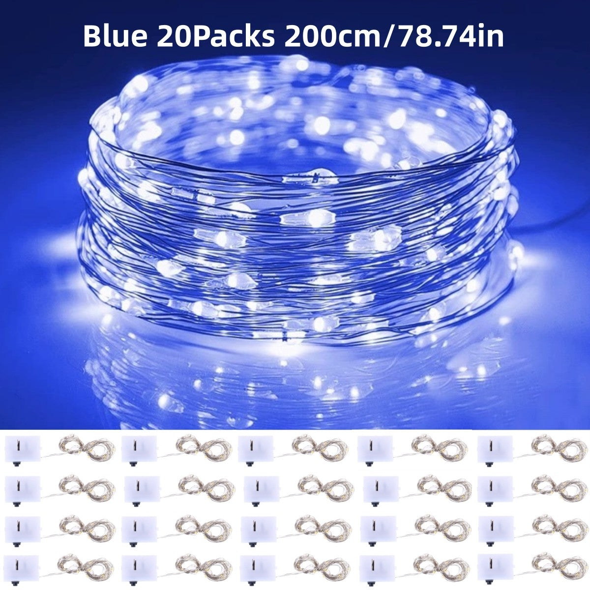20Packs 2m LED String Lights Warm/Multicolor/Red/Green/Blue/Pink/Purple/White Christmas Atmosphere Firefly Lamp Starry Sky Light