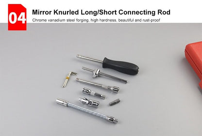 Conjunto de ferramentas para reparo de carros 46 peças, kit de soquetes de 1/4 de polegada, kit de ferramentas para reparo de carros, chave de torque catraca, conjunto combinado para reparos automotivos, ferramenta mecânica