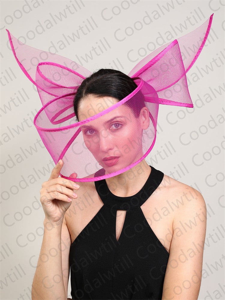 Fascinator de Véu Branco Elegante Chapéu Feminino para Kentucky Derby Evento de Corrida Adorno de Cabeça de Moda Boné de Rede Chapeau para Eventos Femininos