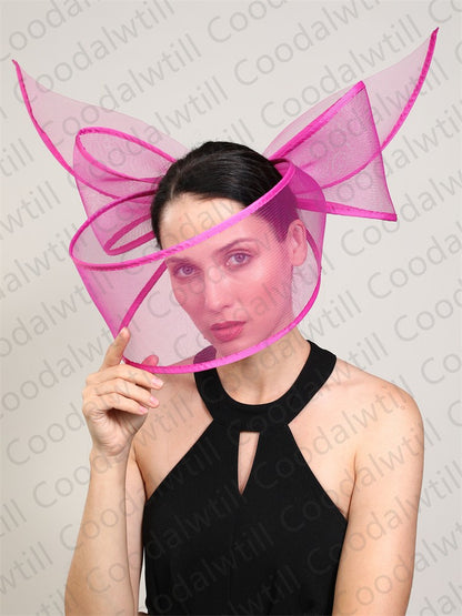 Fascinator de Véu Branco Elegante Chapéu Feminino para Kentucky Derby Evento de Corrida Adorno de Cabeça de Moda Boné de Rede Chapeau para Eventos Femininos