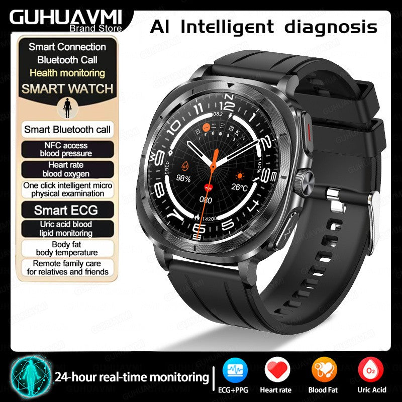 Novo Relógio de Saúde Ácido Úrico Pressão Arterial Oxigênio no Sangue Análise Corporal Gordura Corporal Smartwatch ECG+PPG Chamada Bluetooth Relógio Mulheres Homens
