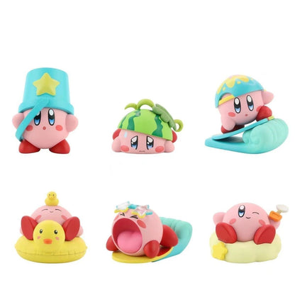 Jogo Kirby Beach Série Figuras Personagens de Desenhos Animados Bonitos Enfeites de Mesa Estatueta Coleção de Modelo PVC Presente de Aniversário para Fãs