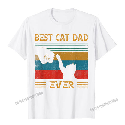 Mens Vintage Best Cat Dad Ever Bump Cat Lover T-Shirt Camisas Men Design New Coming Cotton Tops Shirt Letter For Boys