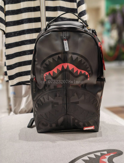 Fashion Shark Letter Transparent Backpack Men Sport Waterproof PVC Clear Plastic Schoolbag Casual Street Large Capacity Rucksack