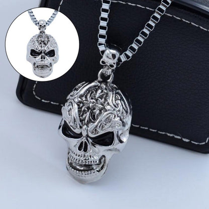 Colar de Caveira Vintage Hip Hop Maligna Pingente de Caveira de Metal Colar Gótico de Caveira Corrente de Caveira Moda Masculina e Feminina Joias Estilo Punk